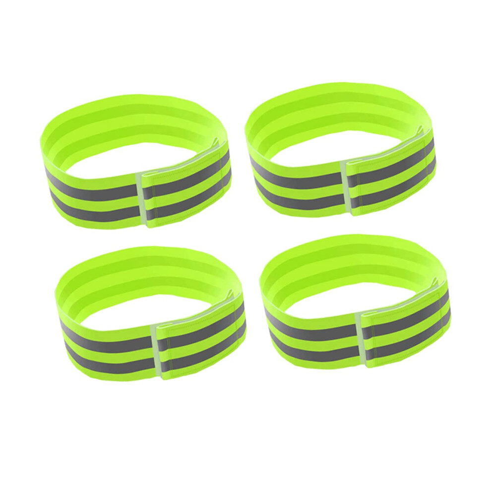 Reflective Armbands 4Pcs Fluorescent Green Visibility Bands For Night Running Cycling Sports 9169991850627
