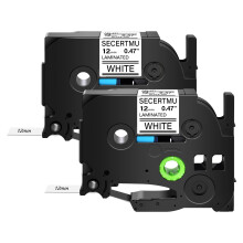 2 Pack Label Maker Tape 12mm Black on White Waterproof Laminated for Brother PTouch TZe231 TZ231