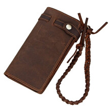 Leather Wallet for Men Bifold  Cowhide with Coin Pocket Buckle Closure and Card Slots
