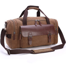 Large Capacity Canvas Gym Duffle Bag with Shoulder Strap for Men and Women Travel Brown