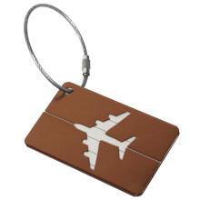 Metal Luggage Tag with ID Card Holder for Quick Bag Identification, Brown Durable Travel Identifier
