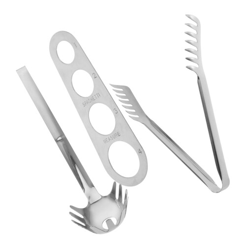 Stainless Steel Pasta Spoon Spaghetti Server with Portion Measuring for Cooking and Serving