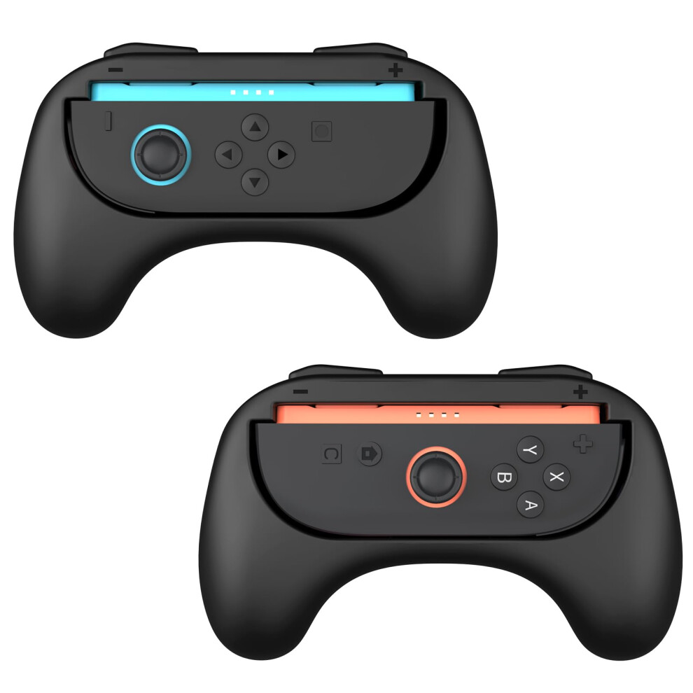 Joycon Grip Ergonomic Nonslip Comfort Handles Accessories 2 Pack For Nintendo Switch 2 Black 9455672153690