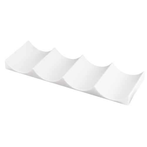 Wine Bottle Rack with Wave Groove Design, Stackable Wine Storage Organizer for Kitchen Countertop, Milky White