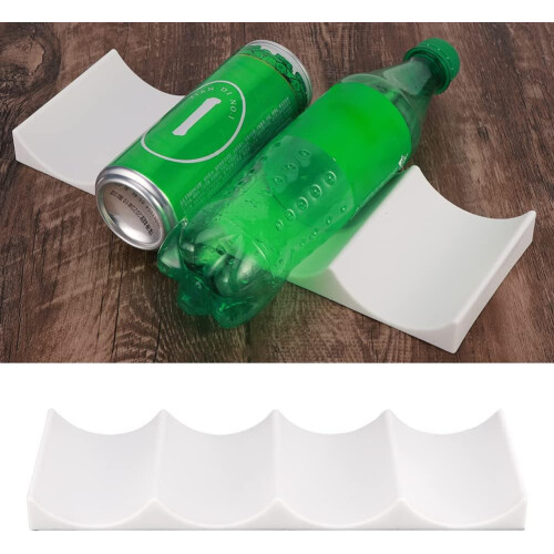 Wine Bottle Rack with Wave Groove Design, Stackable Wine Storage Organizer for Kitchen Countertop, Milky White 2