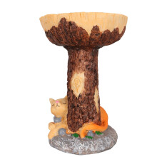 Cat Bird Bath Statue Resin Garden Decor with Stable Base and FadeResistant Finish for Patio