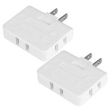 Wall Outlet Adapter 3 Way Splitter with 180 Rotating Plug Type A for Travel US Japan Philippines, White 2 Pack
