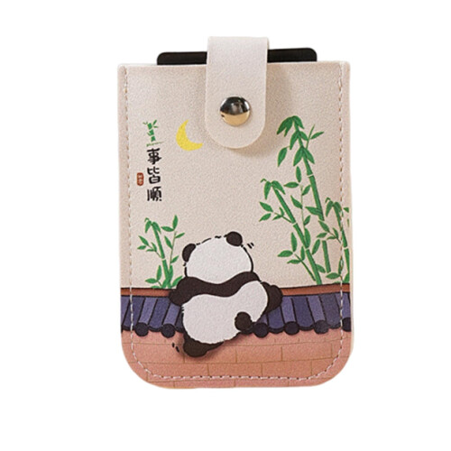 Slim RFID Blocking Wallet with Cute Panda Design, Multiple Card Slots, Grey Medium Size