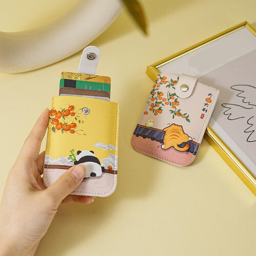 Slim RFID Blocking Wallet with Cute Panda Design, Multiple Card Slots, Grey Medium Size 2