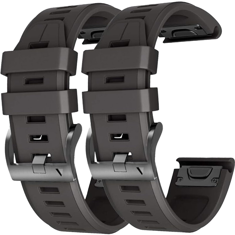 2 Pack 26Mm Quickfit Waterproof Watch Bands For Garmin Fenix 7X Pro 6X Pro 5X Plus Tactix Delta Black 9053599233695