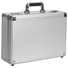 18 Inch Aluminum Briefcase with Dual Combination Locks, Fits Laptop and Legal Documents, Silver