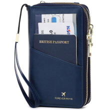 Passport Wallet RFID Blocking Travel Organizer PU Leather Large Capacity Holder for Women Royal Blue