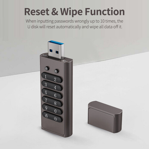 Secure Data Storage Device FIPS140-2Level3Certified Hardware Encrypted USB Drive Password Protection Auto Lock Reset Function Dust Water 2