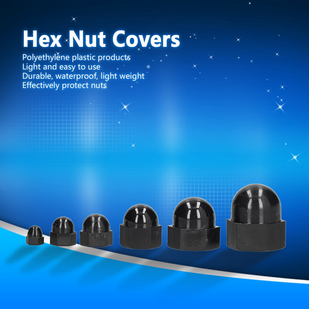 10Pcs M12 Hex Dome Caps Black Plastic