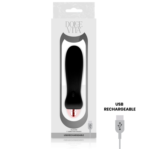DOLCE VITA - RECHARGEABLE VIBRATOR FIVE BLACK 7 SPEEDS 1