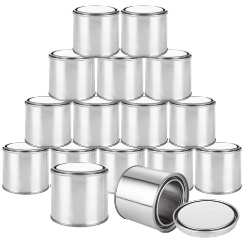 16 Pack Empty Paint Cans with Lids, 0.4 Pint Metal Containers, LeakProof MultiPurpose Storage