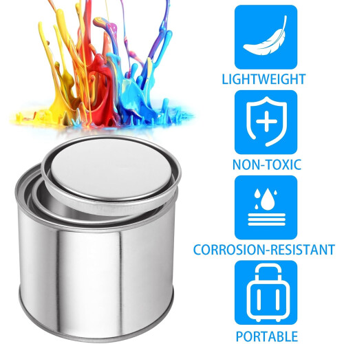 16 Pack Empty Paint Cans with Lids, 0.4 Pint Metal Containers, LeakProof MultiPurpose Storage 1