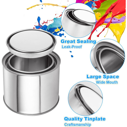 16 Pack Empty Paint Cans with Lids, 0.4 Pint Metal Containers, LeakProof MultiPurpose Storage 2