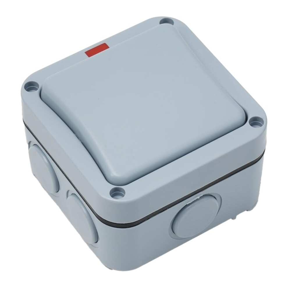 Waterproof Outdoor Light Switch Ip66 20A Single Gang Gray With Led Indicator Weatherproof Rocker 9169991796567