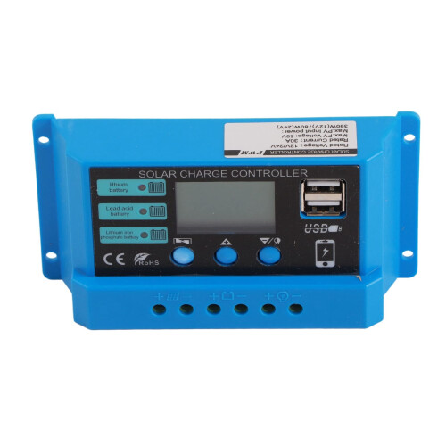 30A Solar Charge Controller 12V 24V with Clear Digital Display and Overcurrent Protection for Home RV