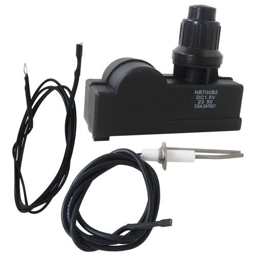 Fire Pit Igniter Kit with Dual Outlets and Ground Wire, Push Button Gas Grill Spark Generator