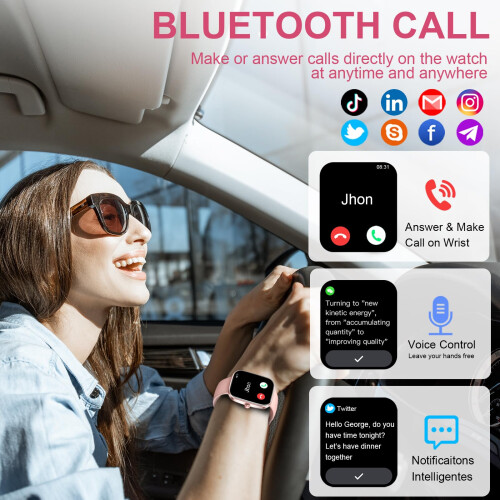 Bluetooth Calling Smartwatch 1.91' HD Display IP68 Waterproof Fitness Tracker for Android iOS 2