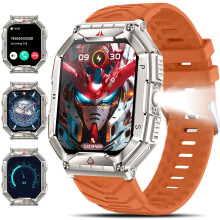 Smartwatch for Men Rugged Outdoor 2.1 Inch HD Display with Flashlight Compass Heart Rate iOS Android
