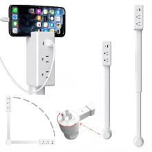 Power Outlet Extender with Dual AC and USB Ports, 180 Swivel Plug, Adjustable Telescopic Extension