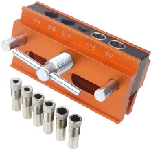 Self Centering Dowel Jig Kit, Adjustable Aluminum Drill Guide for Precision Woodworking and Furniture Making
