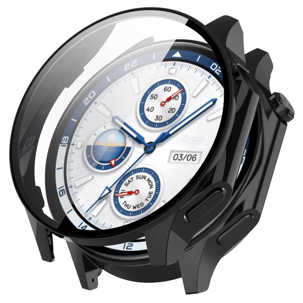 Screen Protector Case With 3D Full Coverage Tempered Glass And Durable Pc Frame For Oneplus Watch 2 Black 9053599235392