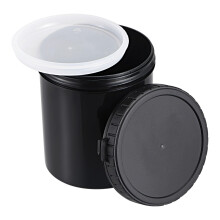1000ml Plastic Paint Pail with Secure Seal Lid, Stackable Reusable Storage Container, Black 2pcs