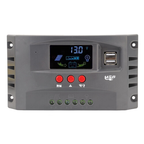 40A MPPT Solar Charge Controller 12V 24V Auto Tracking Regulator with Dual USB and LCD for RV
