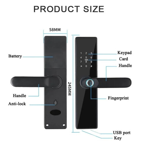 Bluetooth Fingerprint Door Lock for Home, Keyless Entry with App Remote Control 2