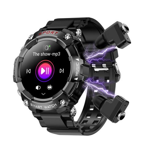 Smart Watch for Men with Earbuds, Bluetooth Calling, Rugged Fitness Tracker for iPhone Android
