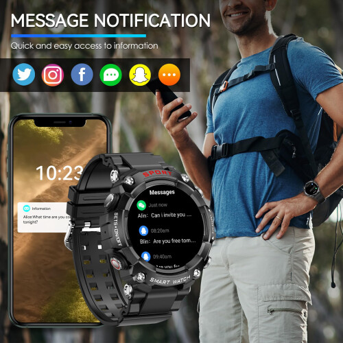 Smart Watch for Men with Earbuds, Bluetooth Calling, Rugged Fitness Tracker for iPhone Android 2