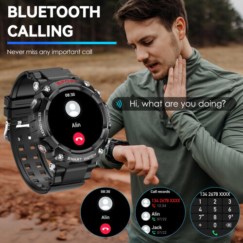 Smart Watch for Men with Earbuds, Bluetooth Calling, Rugged Fitness Tracker for iPhone Android 1