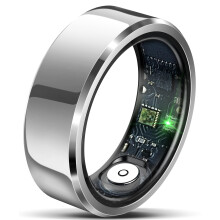 Smart Ring with Heart Rate and Sleep Tracking, Fitness Tracker Ring for Men and Women, Silver with Charging Case