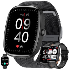 1.83 Inch Bluetooth Calling Smartwatch for Android and iOS, 5ATM Waterproof Fitness Tracker with Heart Rate, Sleep, Sports Modes, 3 Bands