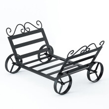Firewood Rack with Elevated Airflow Base, Handforged Metal Log Holder for Indoor and Outdoor Storage