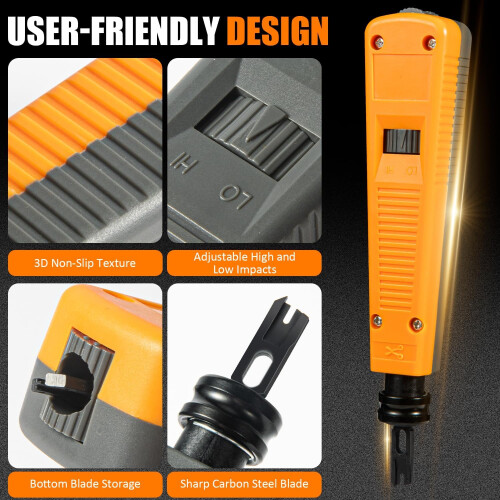 Punch Down Tool for Cat6/Cat5e RJ45 Keystone Termination, Ergonomic Grip, Durable and Precise 2