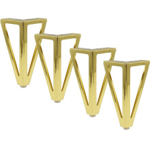 Gold Metal Furniture Legs Set of 4 with Screws, Heavy Duty Triangle Sofa Cabinet Table Feet