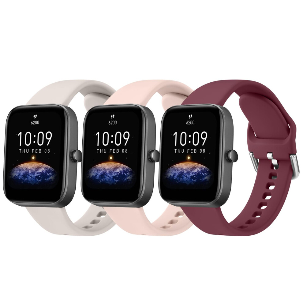20Mm Silicone Watch Bands For Amazfit Gts Gtr Bip, Quick Release Replacement Straps, 3 Pack 9053599237280