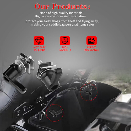 Motorcycle Saddlebag Lock Kit with AntiTheft Lever and Security Bolts for Harley Touring Glide King 1