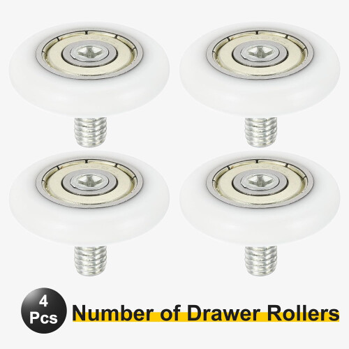 4PCS 28mm Nylon Drawer Roller Replacement Wheels M6 Thread Smooth Quiet Sliding Durable Set 1