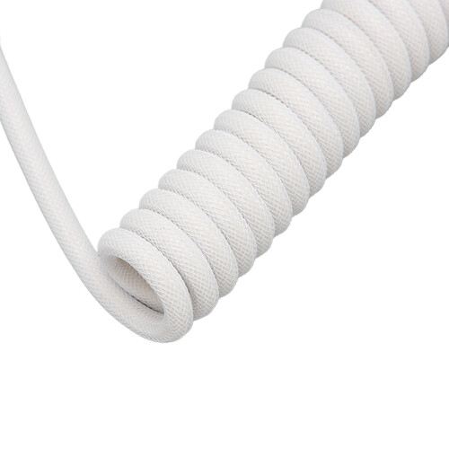 Double Sleeve Custom Coiled Mechanical Keyboard Cable, USB C to A, White 2