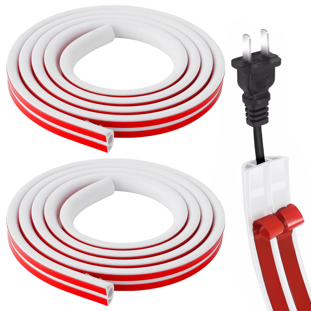 Pack Of 2 White Selfadhesive Cable Raceway, Pvc Floor Cable Cover For Flexible Cable Management 9174973753285