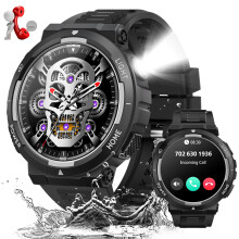 Military Smart Watch for Men with LED Flashlight, Rugged Waterproof 100+ Sports Modes, Tactical Fitness Tracker for iOS Android