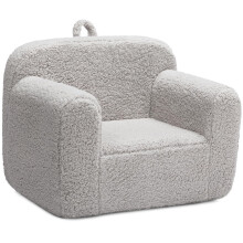 Kids Foam Sofa UltraSoft Sherpa Toddler Reading Chair with Armrests Light Grey