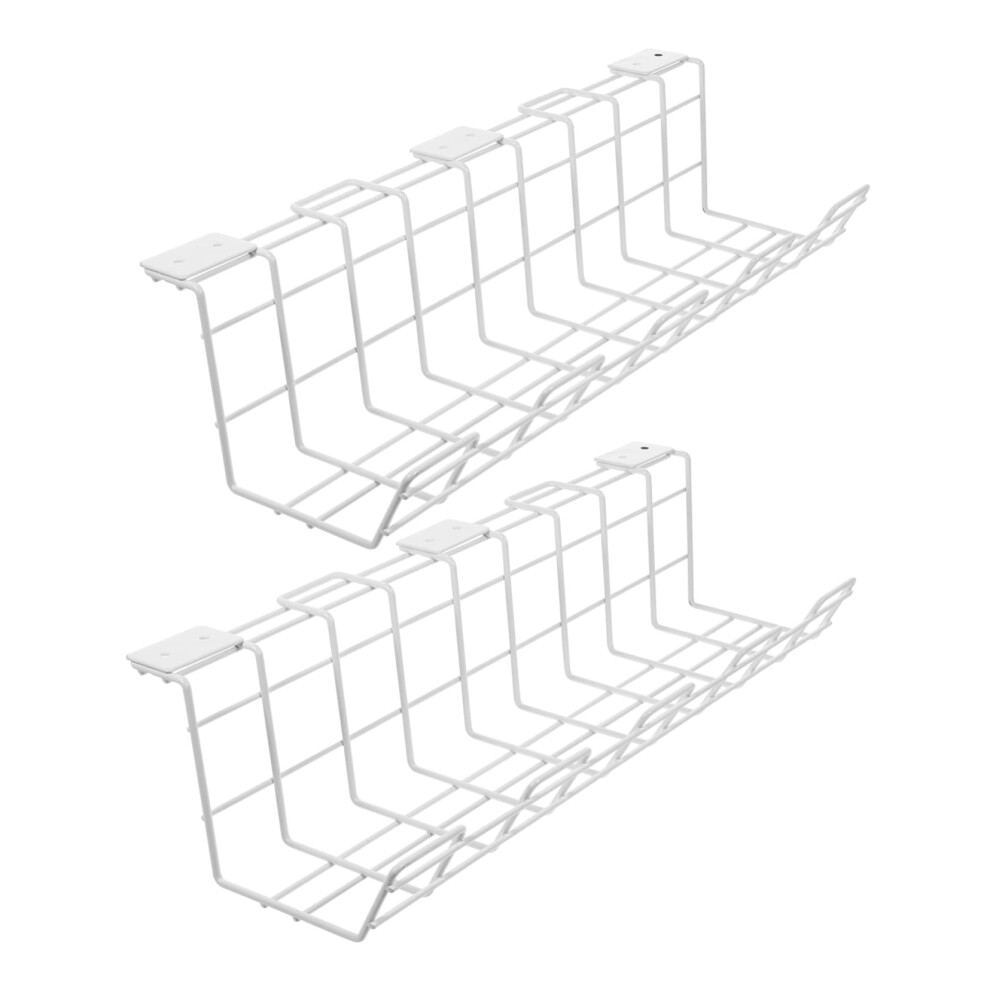 Cable Management Tray 2 Pack Iron Under Desk Cable Organizer Rack For Cable Clutter Concealment 9053599238539