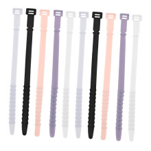 Silicone Cable Ties Reusable Zip Ties 10pcs Flexible Cord Management Organizers for Home Office